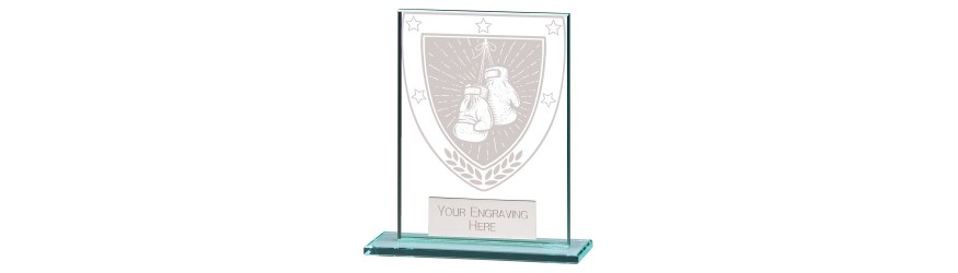 MILLENIUM BOXING GLASS TROPHY - 6 SIZES - 8CM - 18CM